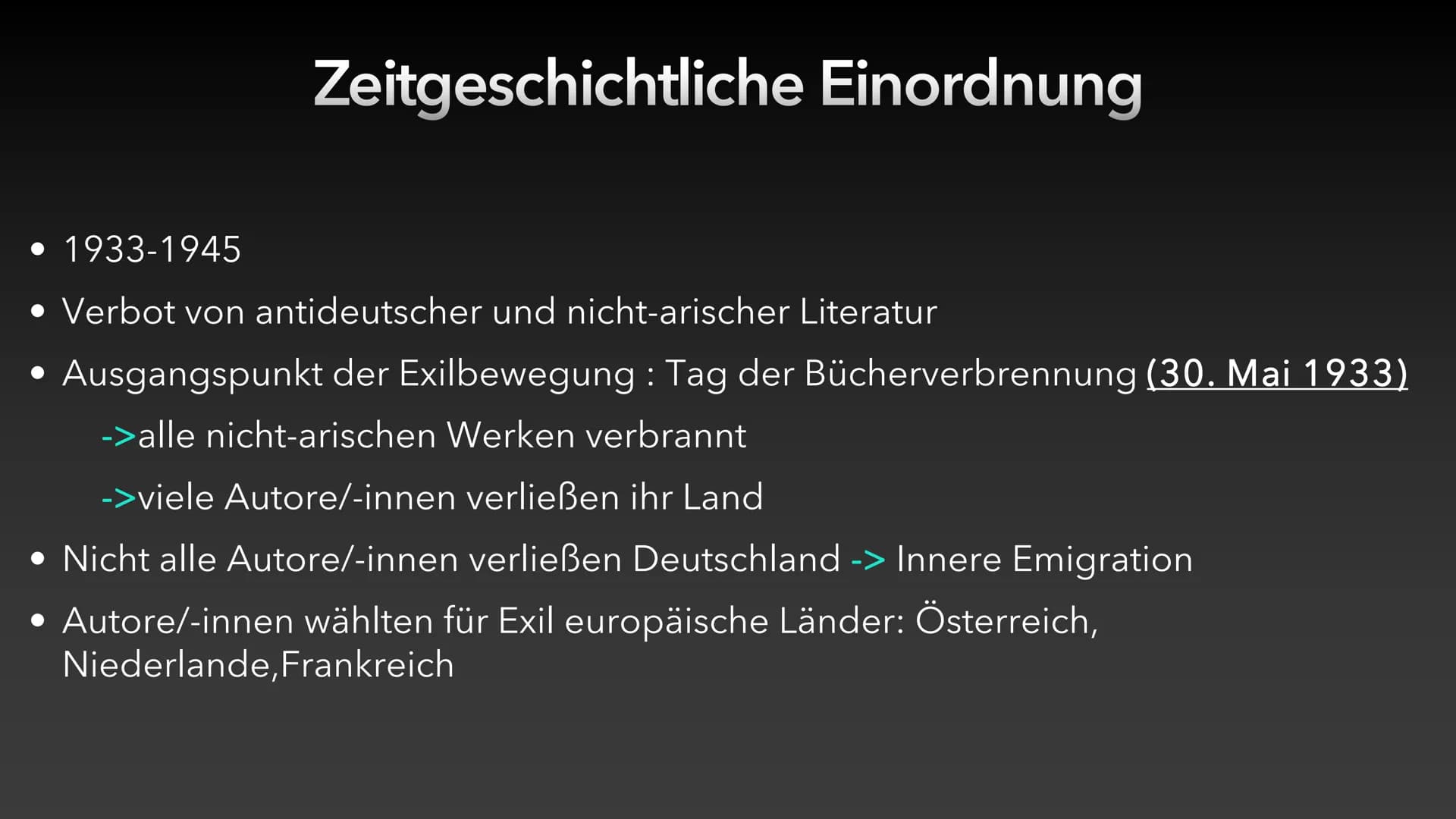 MAY Literaturepoche
Exilliteratur (1933-1945)
Literaturhandbuch.de
Khadija Bendjaouahdou, Diellza Rufati, Eunice Gadzedzo
Deutsch Q1 GK Wage