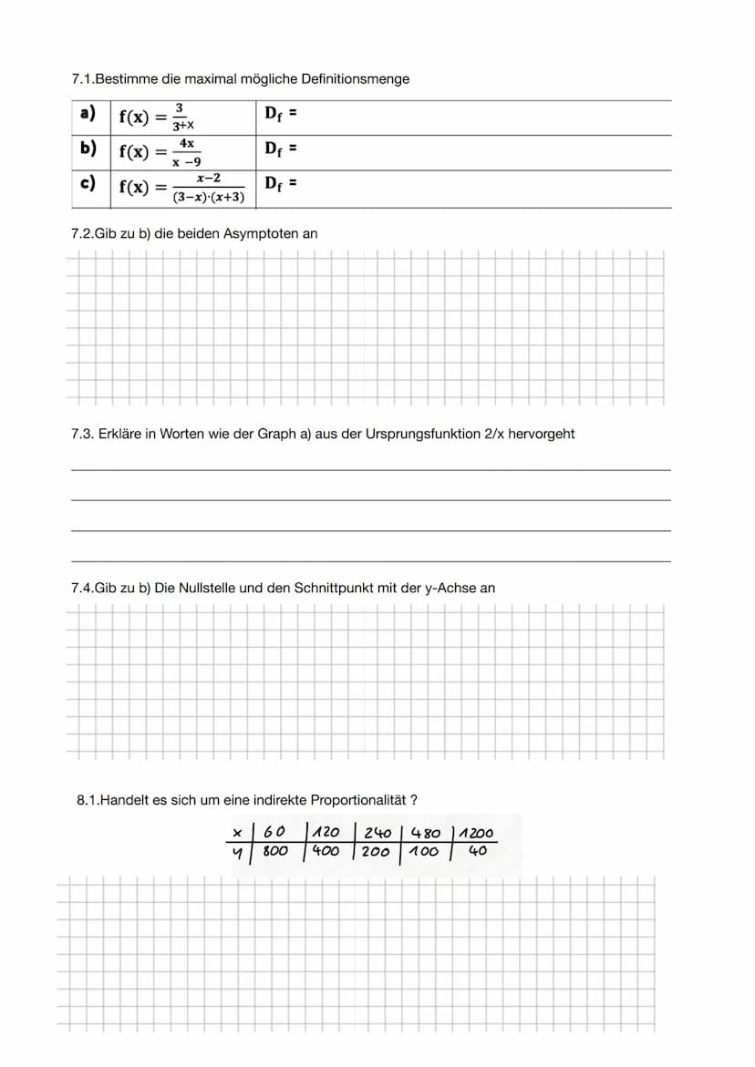 Mathe 8.Klasse
1.1 Handelt es sich bei folgenden Funktionen um eine lineare Funktion ?
L
1 2 3
-1
Ja
Nein
Ja
2.1.Bestimme den Funktionsterm 