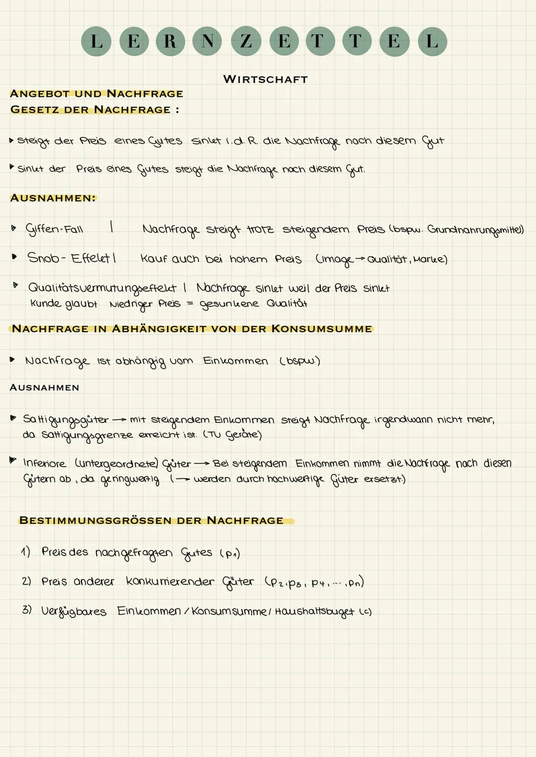 ANGEBOT UND NACHFRAGE
GESETZ DER NACHFRAGE :
Sinlet der
L E R N Z
► steigt der Preis eines Gutes sinlet 1.d. R. die Nachfrage nach diesem Gu