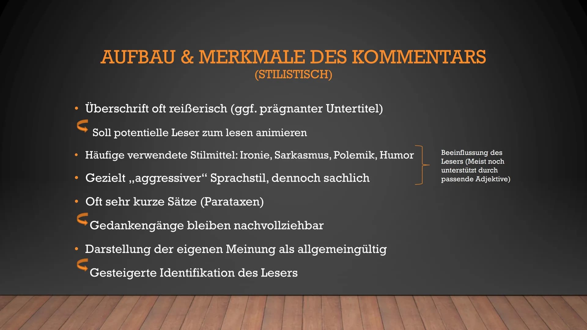 KOMMENTAR
ABITURAUFGABE III B ●
Allgemeines zum Kommentar
Formen eines Kommentars
●
Aufbau & Merkmale und Inhalt des Kommentars
Merkmale
Inh