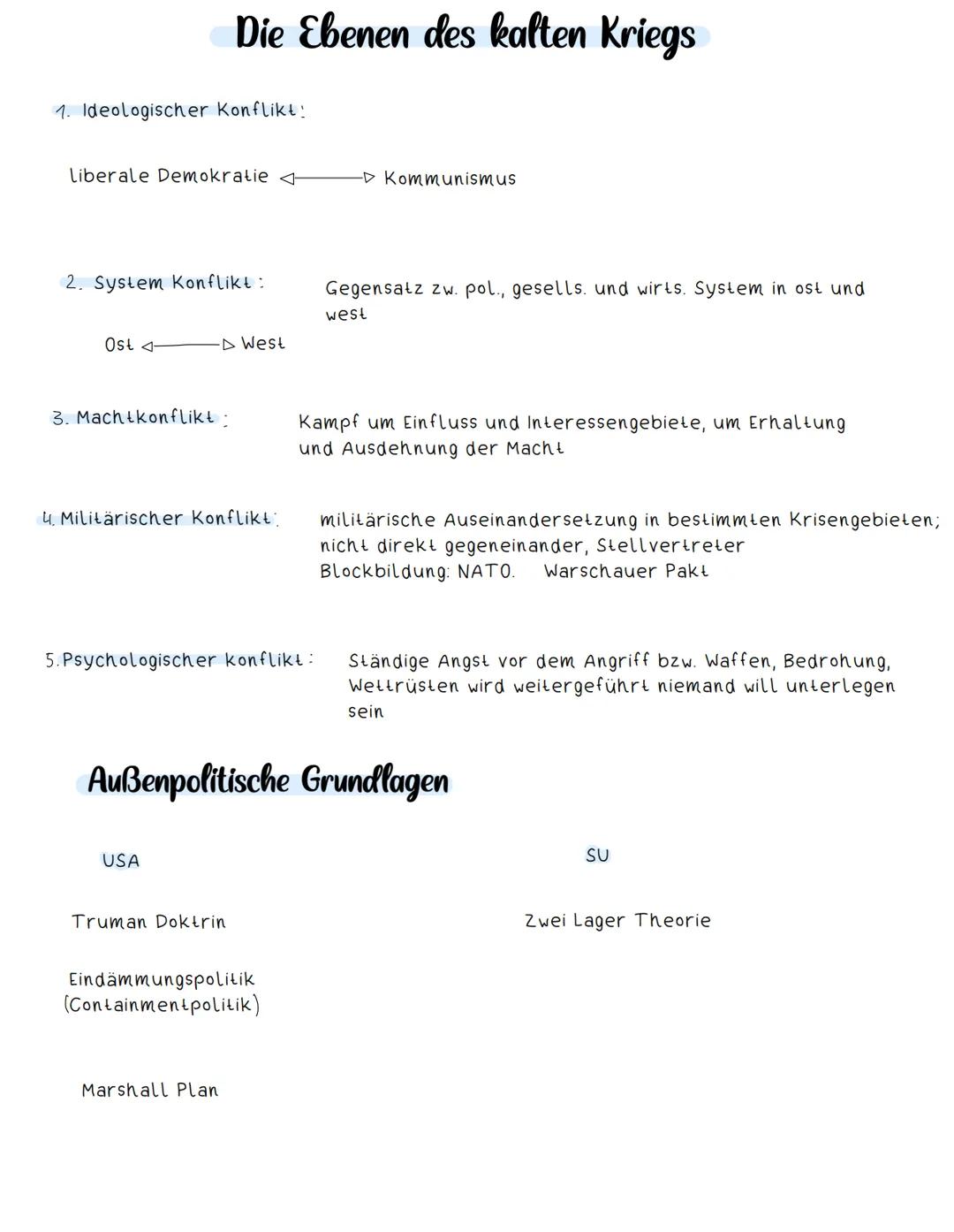 1. Ideologischer Konflikt!
Liberale Demokratie
2. System Konflikt:
Ost 4-
Die Ebenen des kalten Kriegs
3. Machtkonflikt:
-D West
4. Militäri