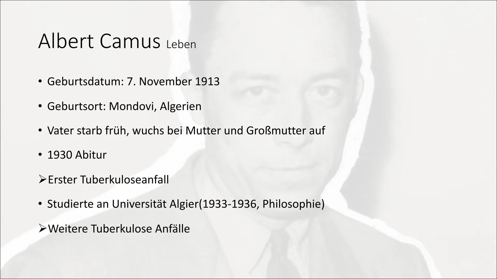 # Albert Camus

---

# Und die Ethik des Absurden

Finn und Marie # Inhaltsverzeichnis

*   Biografie von Albert Camus
    I. Leben
    II. 