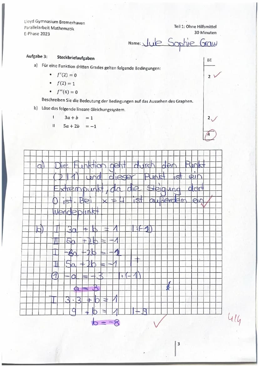 Jule Sophie Gra
Nr. 1a
Um den Ursprung zu testen müsste
man in die Funktion 0 als x einsetzen.
und es ist schnell zu sehen, dass
das Ergebni