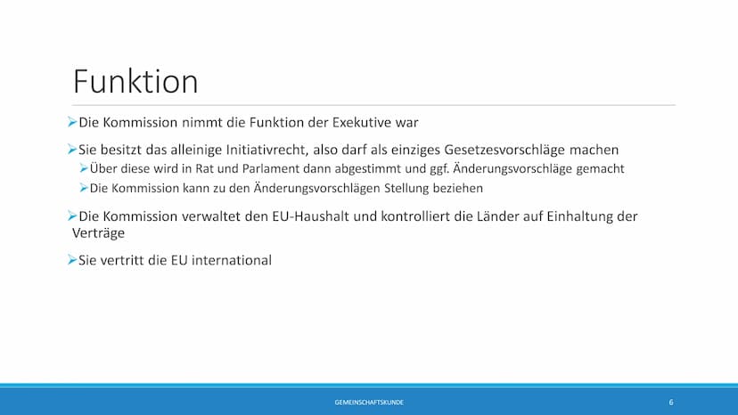 Europäische
Kommission
Europäische
Kommission
GESCHICHTE/SITZ/ZUSAMMENSETZUNG/ERNENNUNG/FUNKTION
GEMEINSCHAFTSKUNDE
1 Geschichte
➤Ursprung d