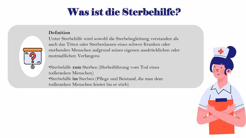 Ethisches
Fallbeispiel:
Sterbehilfe
Kantische Ethik und Utilitarismus Inhaltsverzeichnis
●
●
●
●
Sterbehilfe - Definition
Formen der Sterbeh