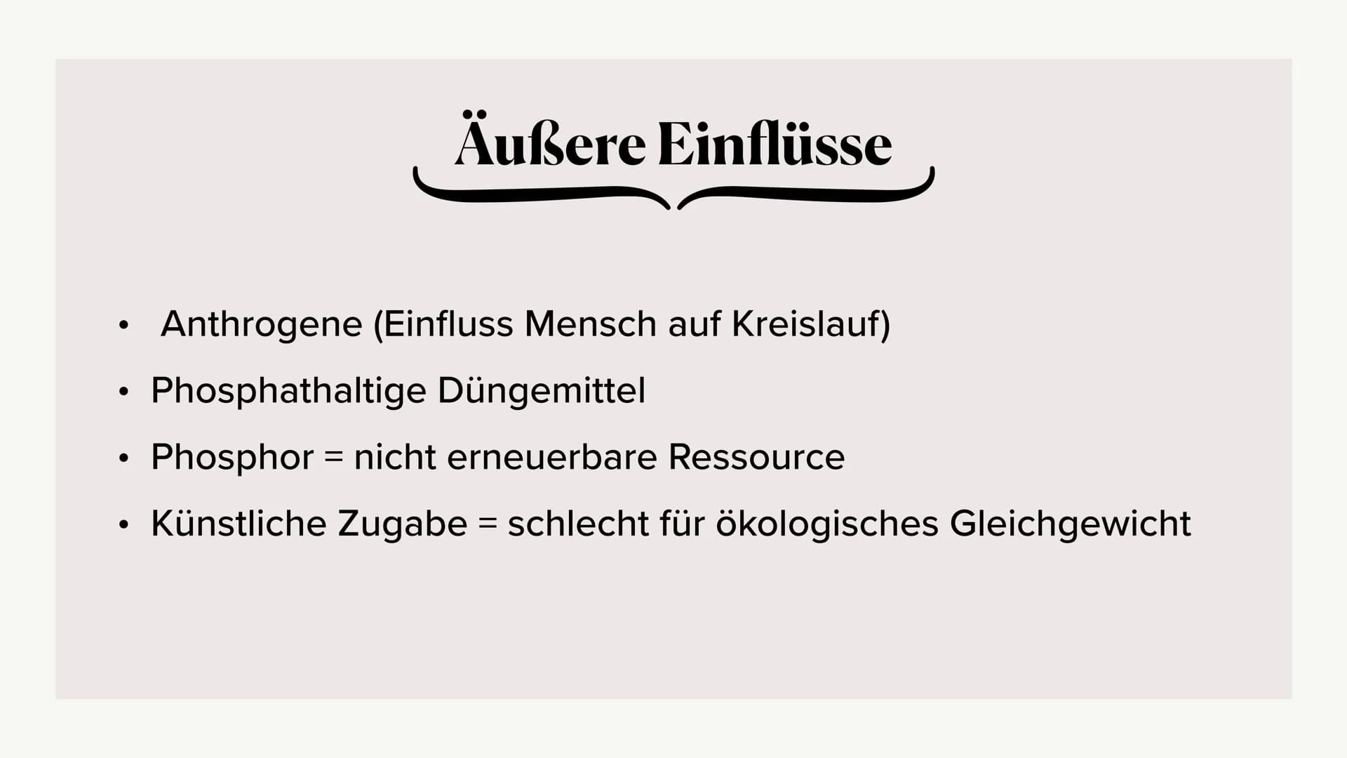 Phosphorkreislauf
es
Marlene, Antonia, Hannah Gliederung
omo
- Kreislauf
- äußere Einflüsse
- Folgen ●
●
●
Große Mengen in
Kreislauf
Apatit
