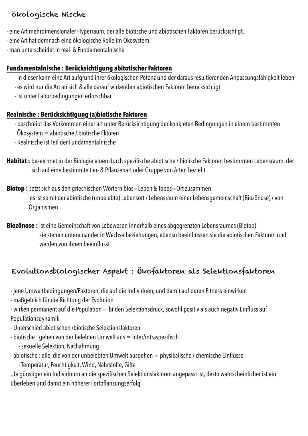 Q2
Ökologie BIOLOGY Abitur Checkliste - Themenübersicht
Strukturierung von Ökosystemen an einem Beispiel
abiotische Faktoren und deren Einfl