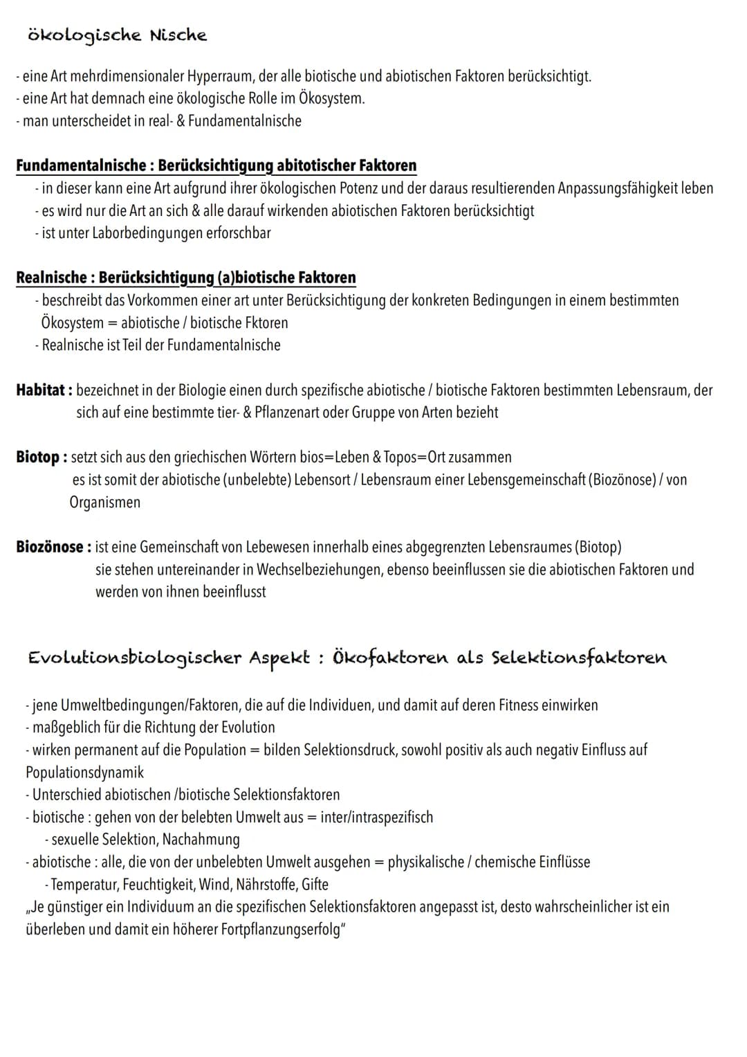 Q2
Ökologie BIOLOGY Abitur Checkliste - Themenübersicht
Strukturierung von Ökosystemen an einem Beispiel
abiotische Faktoren und deren Einfl