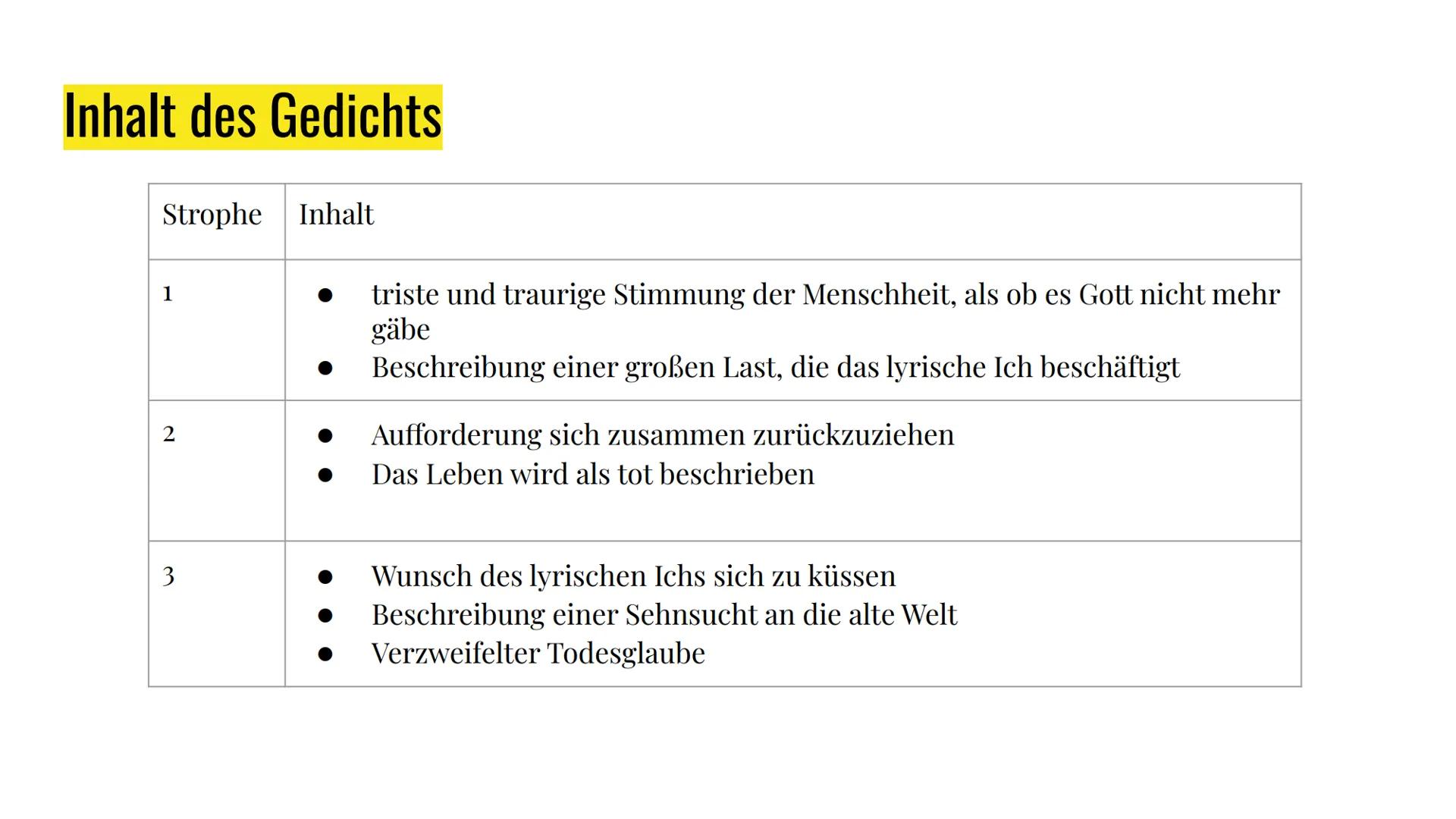 Gedichtsanalyse
Laurin, Lara, Anton, Alex, Julian, Mailin
am 6.11.23 Inhaltsverzeichnis
Vorstellen des Gedichts
Schritt für Schritt Analyse
