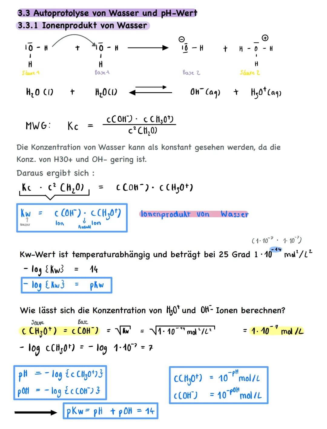 3.1 Säure-Base-Theorie nach Brönsted
Leitet man Chlorwasserstoff in Wasser entstehen hydratisierte Ionen:
8
ICL - H
H-Brücke
+
H-Brücke
Chlo