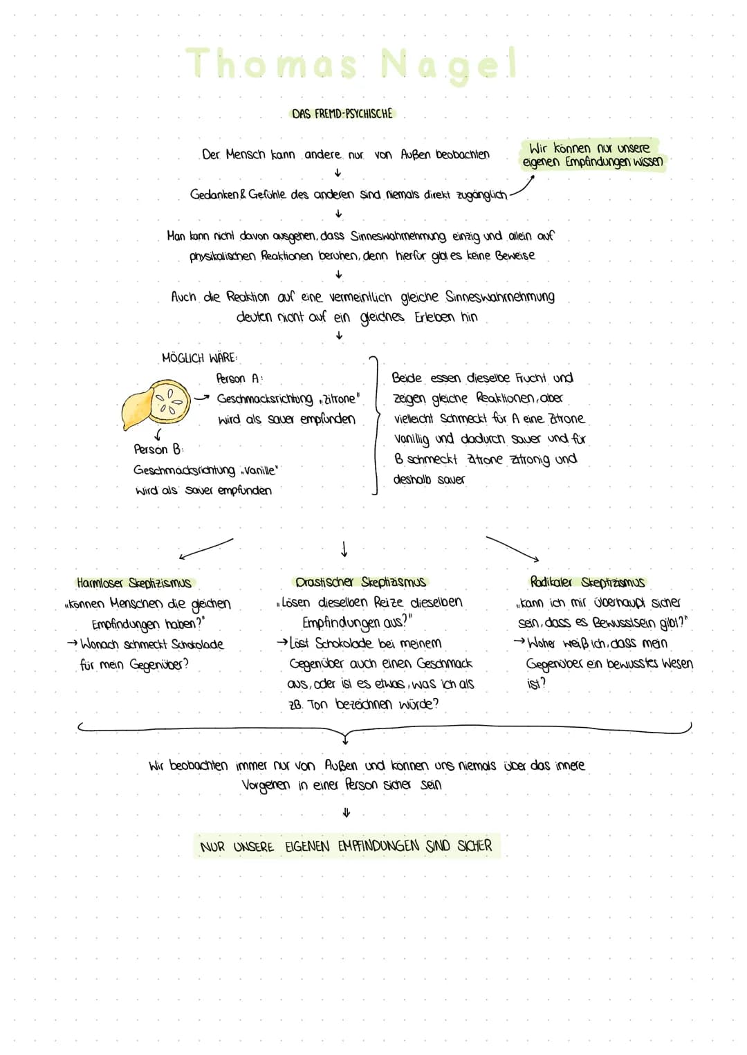 Thomas Nagel
Der Mensch kann andere nur von Außen beobachten
✓
Gedanken & Gefühle des anderen sind niemals direkt zugänglich.
↓
DAS FREMD-PS