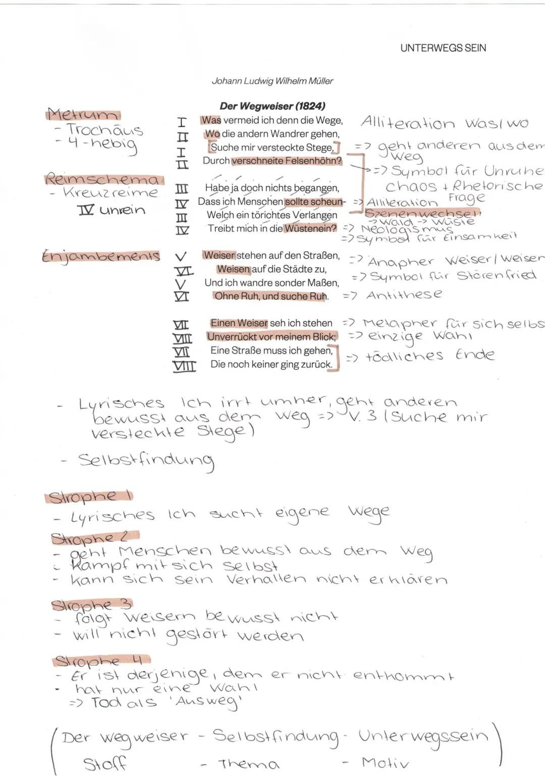 Metrum
- Trocháus
-4-hebig
Reimschema.
Kreuzreime
IV unrein
Enjambements
HAHA BABA >>
I
ㅍ
III
III
IV
VII
VII
VII
Der Wegweiser (1824)
Was ve
