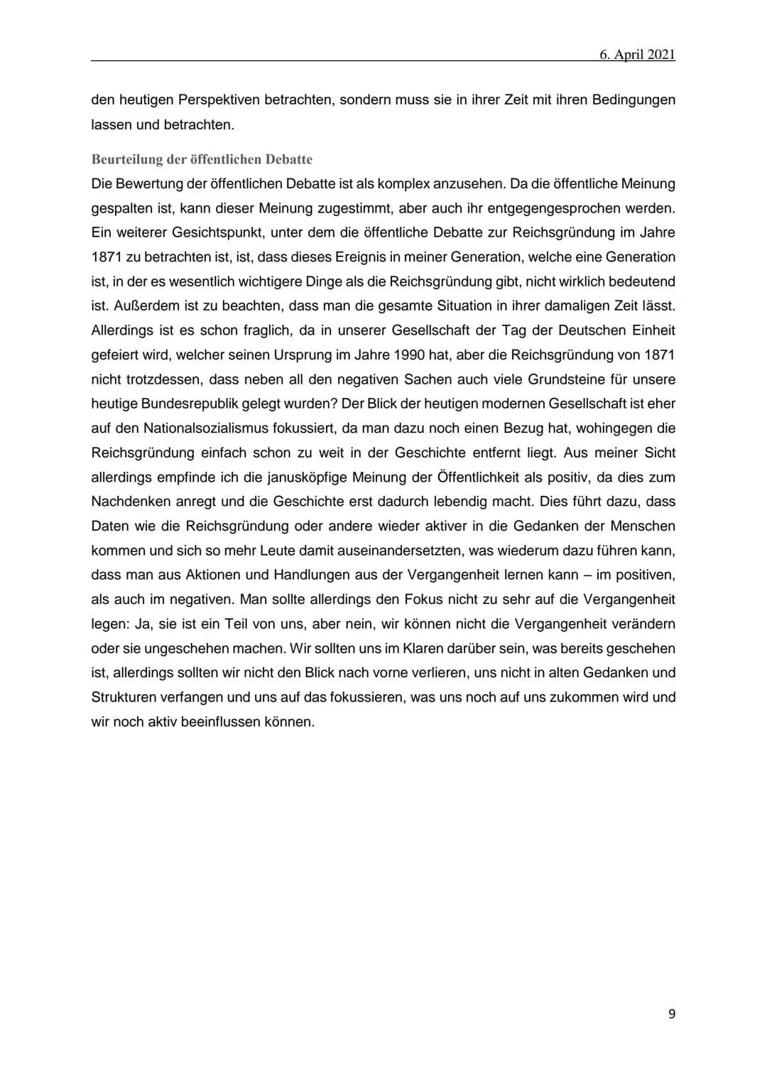 Die Reichsgründung im Jahre 1871
Ein Fortschritt oder doch ein Hindernis für die
Entwicklung Deutschlands? -
-
1. Klausur Geschichte
vorgele