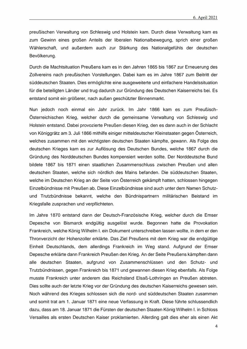 Die Reichsgründung im Jahre 1871
Ein Fortschritt oder doch ein Hindernis für die
Entwicklung Deutschlands? -
-
1. Klausur Geschichte
vorgele