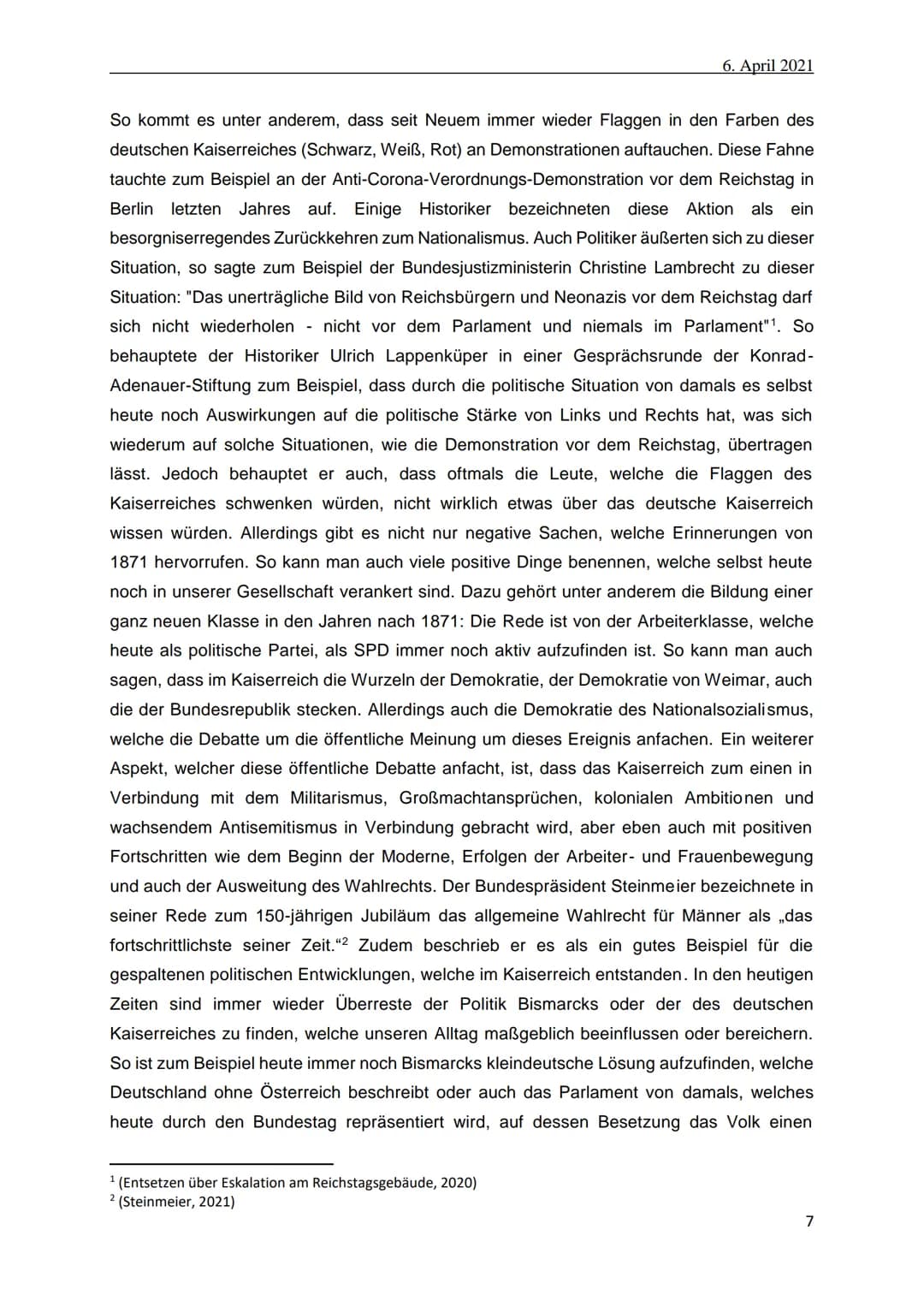 Die Reichsgründung im Jahre 1871
Ein Fortschritt oder doch ein Hindernis für die
Entwicklung Deutschlands? -
-
1. Klausur Geschichte
vorgele