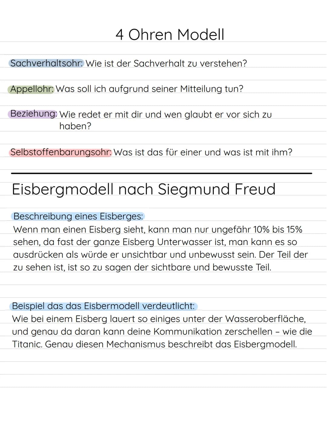 4 Seiten einer Nachricht
Sachinhalt: reine Sachanlage, Daten und Fakten
Appell: Wunsch oder Handlungsaufvorderung
Beziehung: Ausdruck des Ve
