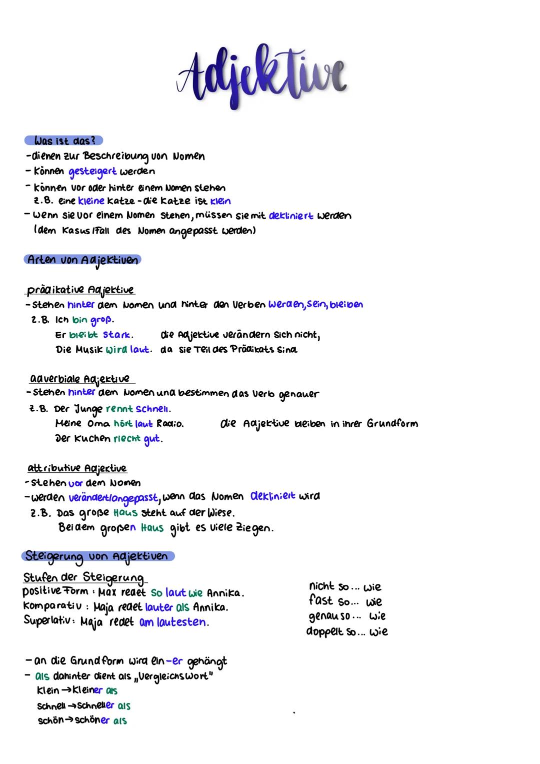 Wortarten
veränderbar
- Nomen → deklinieren
- Verben → konjugieren
-Adjektive → deklinieren, steigern
-Artikel deklinieren
- Pronomen- dekli