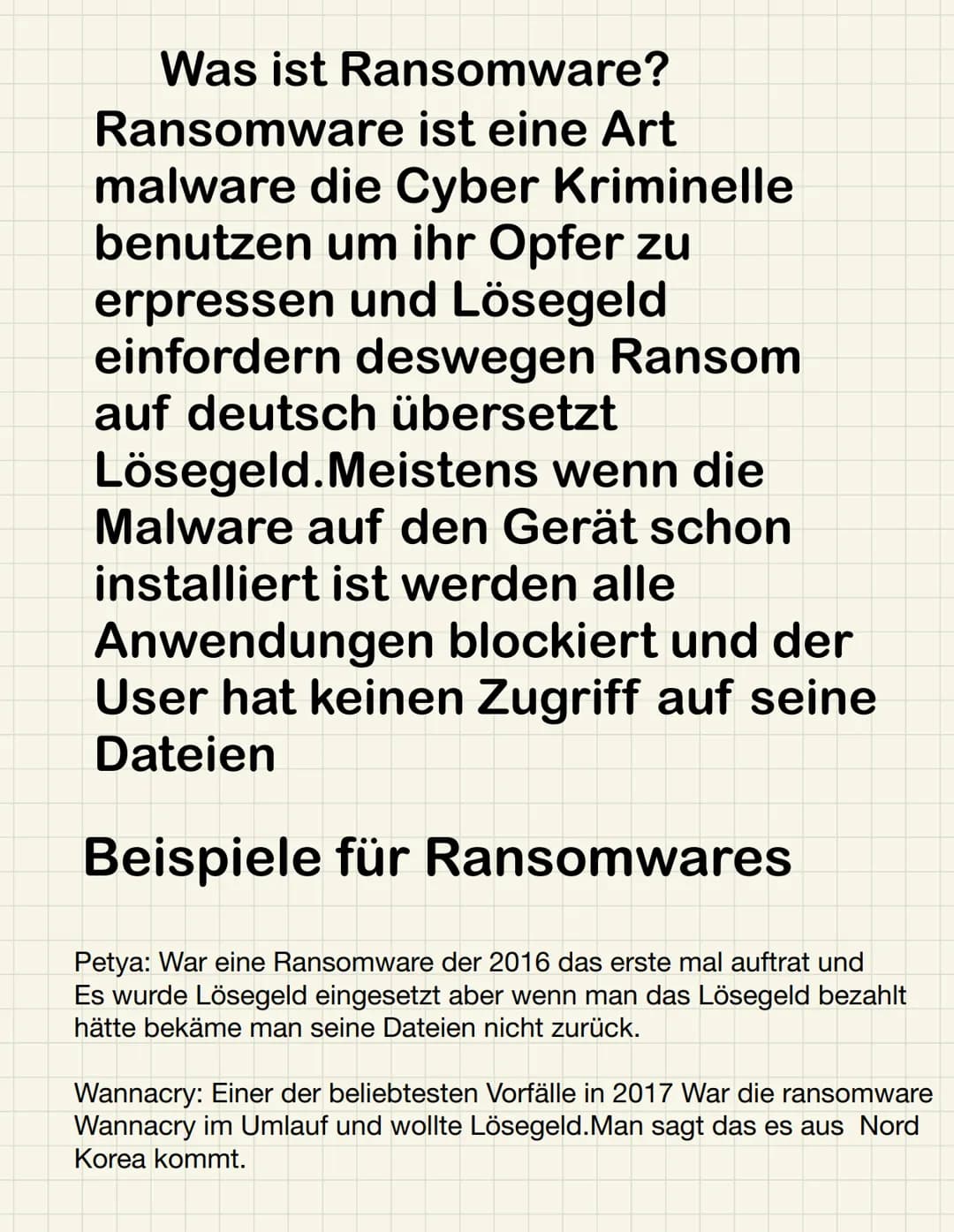 Ransomware
Themen in der Präsentation
Was ist Ransomware ?
Beispiele Fur Ranso
KANSOM!
Der Ursprung der Ransomware
Your files have Was ist R