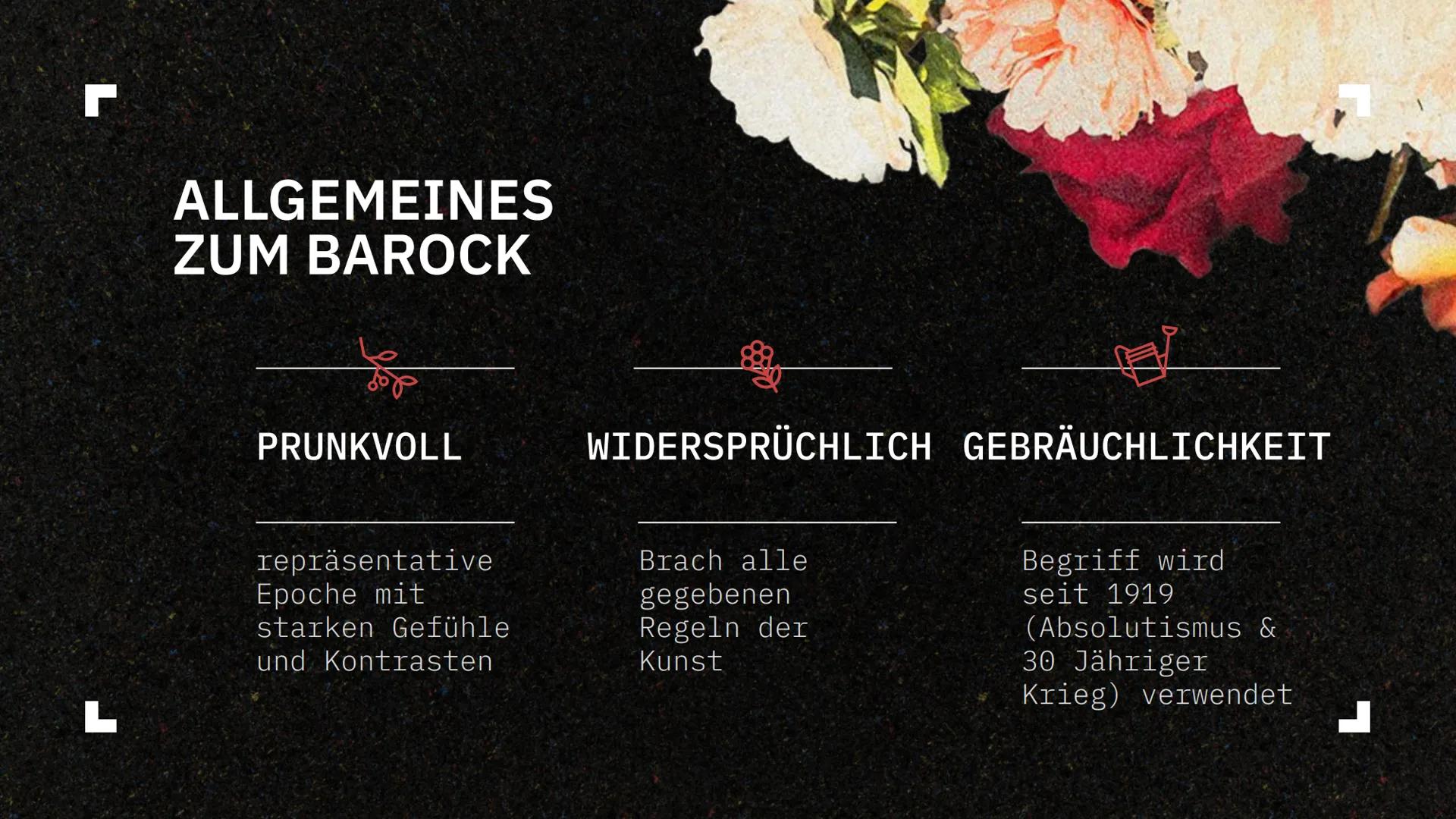 r
Barock
-Kunstepoche
Kunstpräsentation
Klasse 10e
1
Annemarie Stella Kerstin Hebert GLIEDERUNG
1. Definition der Renaissance
2. Kennzeichen