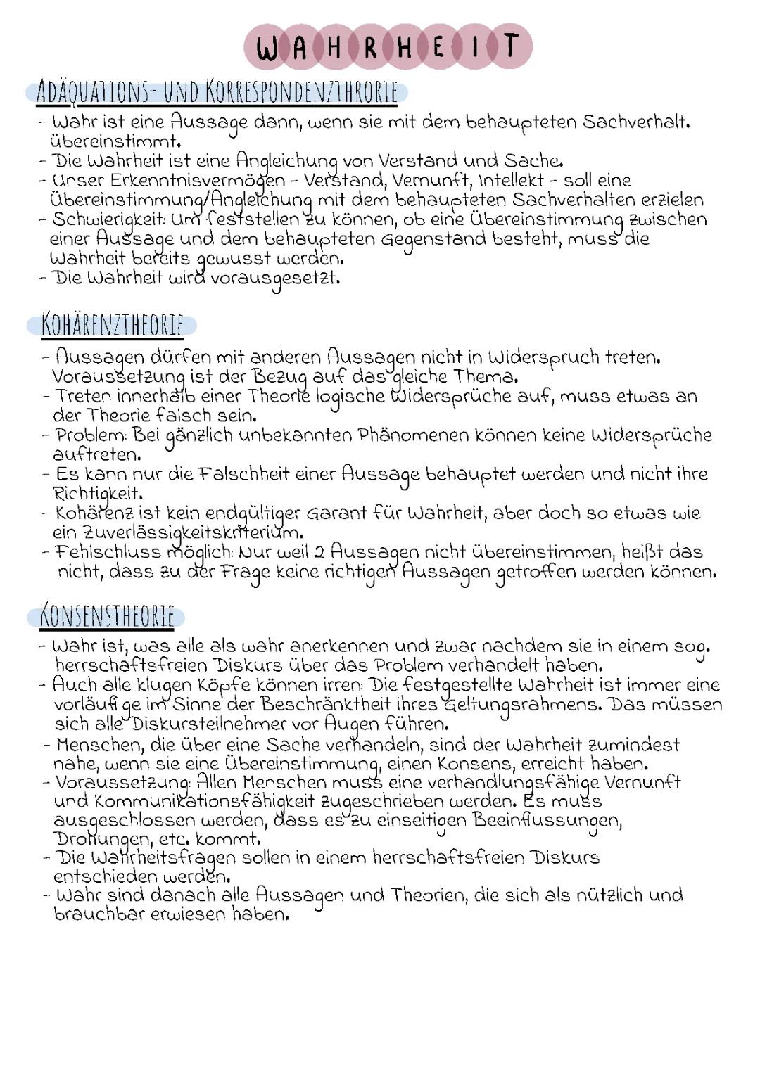Verschiedene Wahrheitstheorien