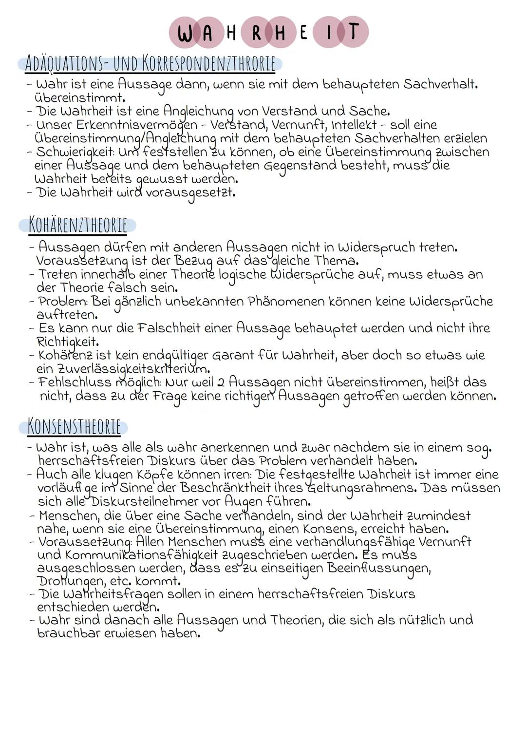 WAHRHE IT
ADAQUATIONS- UND KORRESPONDENZTHRORIE
Wahr ist eine Aussage dann, wenn sie mit dem behaupteten Sachverhalt.
übereinstimmt.
Die Wah
