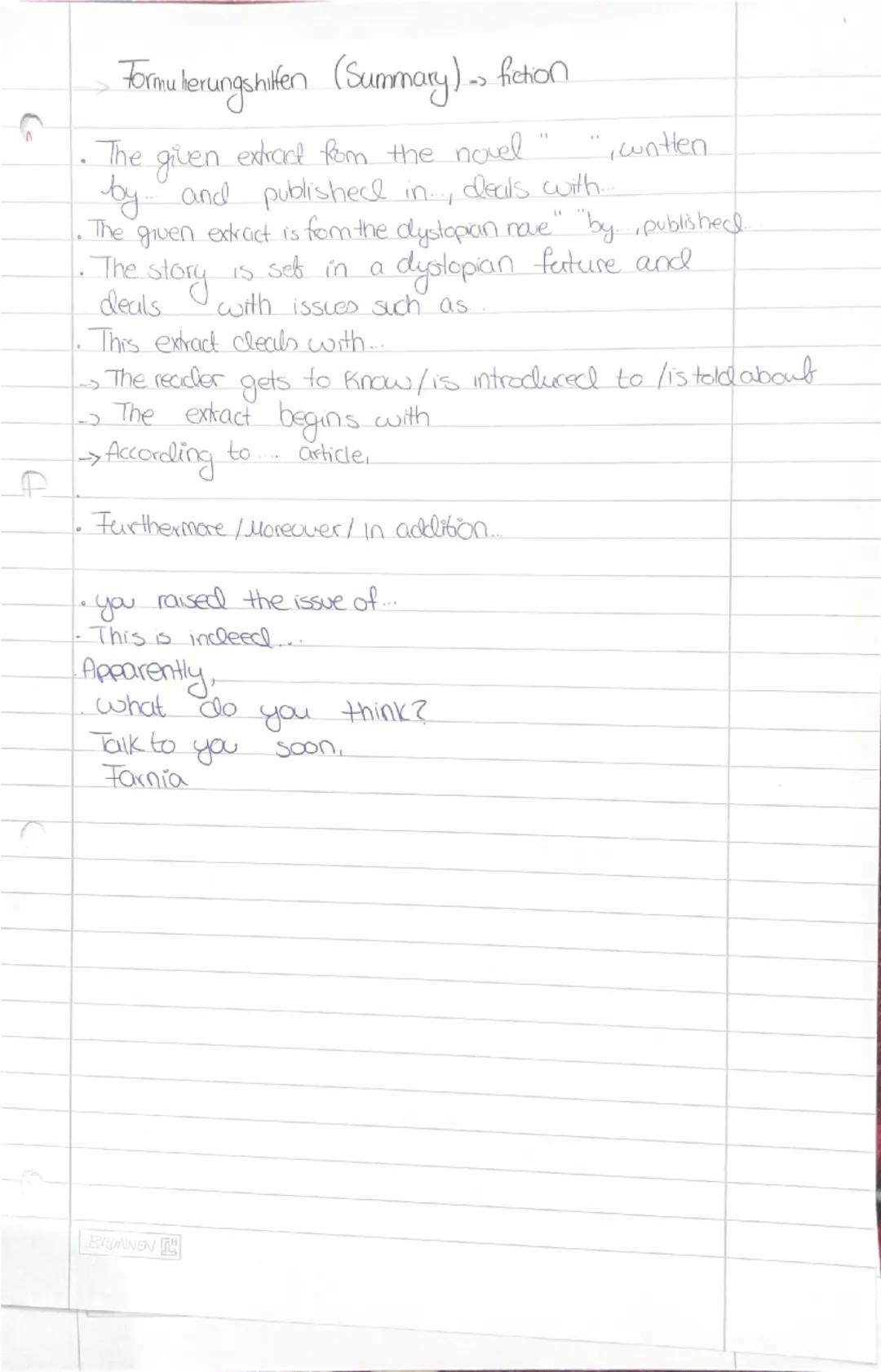 Formulierungshilfen - English 