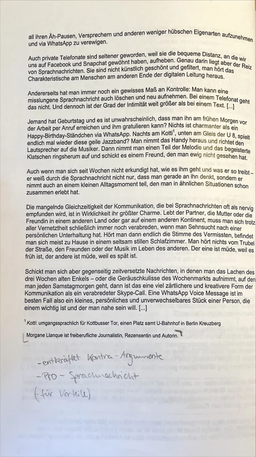 MATERIALGESTÜTZTES SCHREIBENT
Jeda
Form siehe ABS
Probe text
Aufgabe:
Anlass
Textsorte
An Ihrer Schule wird eine Projektwoche zum
Thema Komm