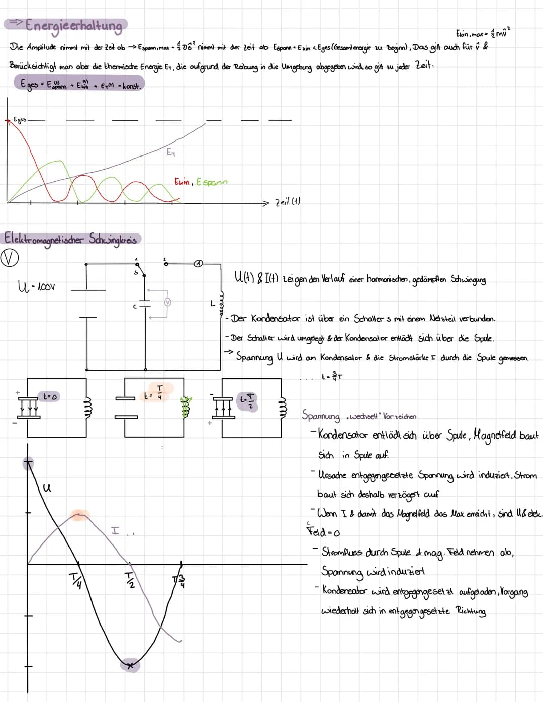 Physik Klausur
Federpendel
T• 2π√ Immer wenn die Rückstellkraft FR proportional & entgegengesetzt zur Auslenkung s ist, ergibt sich eine Sin