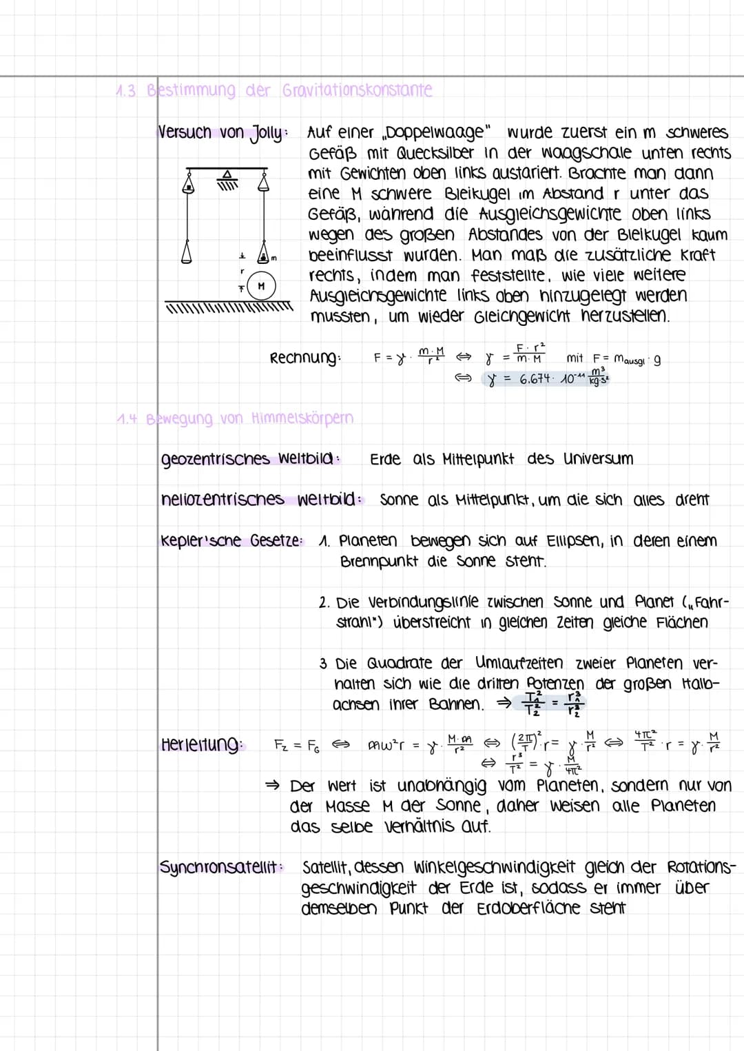 Abitur-Zusammenfassung
1. Gravitationsfeld
1.1 Gravitationskraft
Definition. Kräfte, die zwei Körper aufgrund ihrer Massen aufeinander ausüb