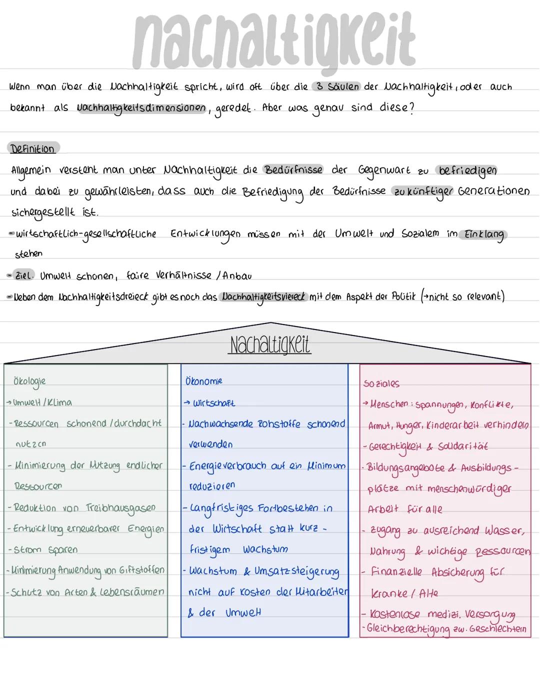 nachaltigkeit
Wenn man über die Nachhaltigkeit spricht, wird oft über die 3 Säulen der Nachhaltigkeit, oder auch
bekannt als Nachhaltigkeits