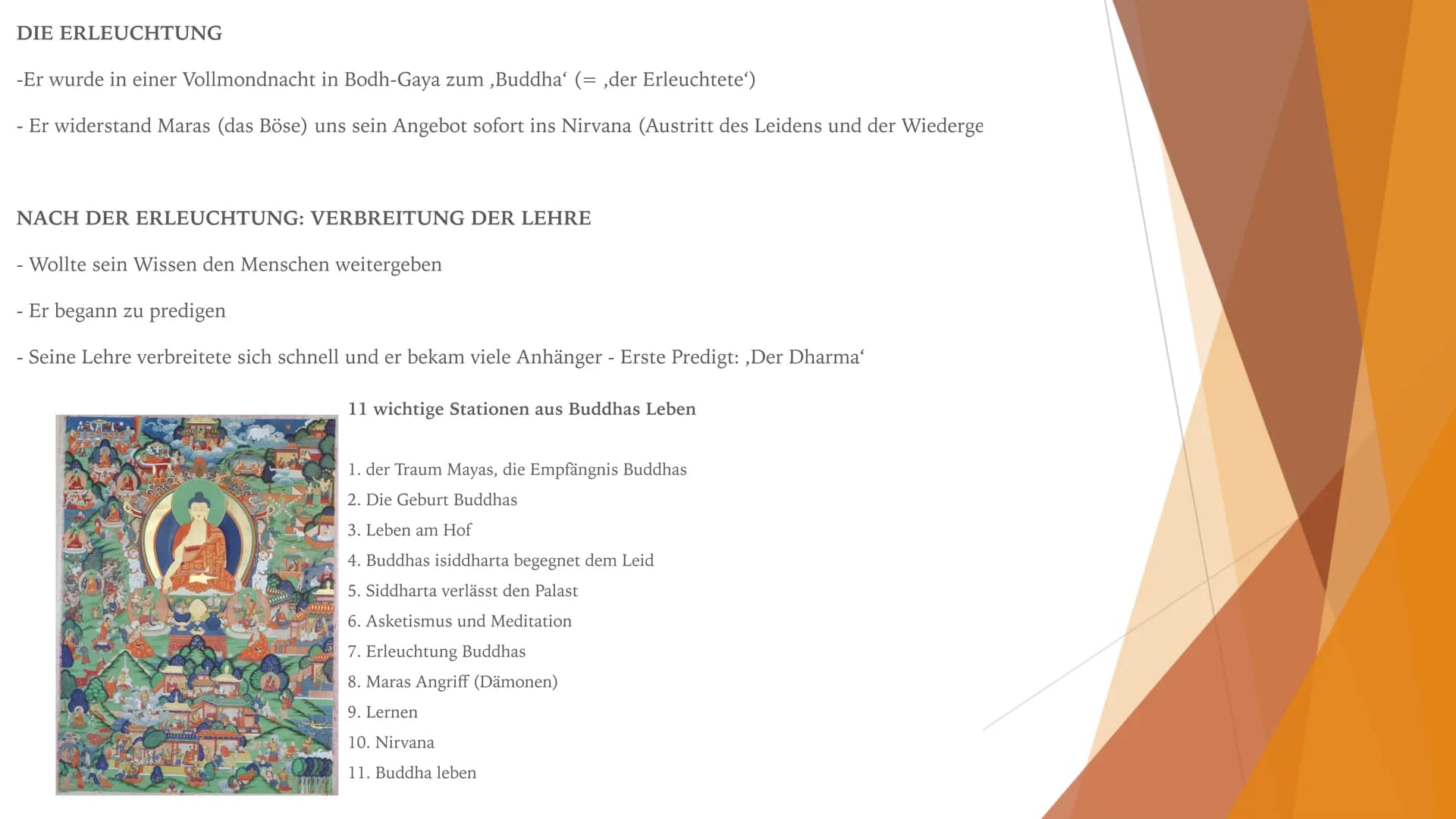 Buddhismus
Von: Liona Ache und Hanne Witschel INHALTSVERZEICHNIS
➤ Buddhas Leben
➤ Vier Ausfahrten
➤ Lehre des Buddhas
➤ Vier edlen Wahrheit