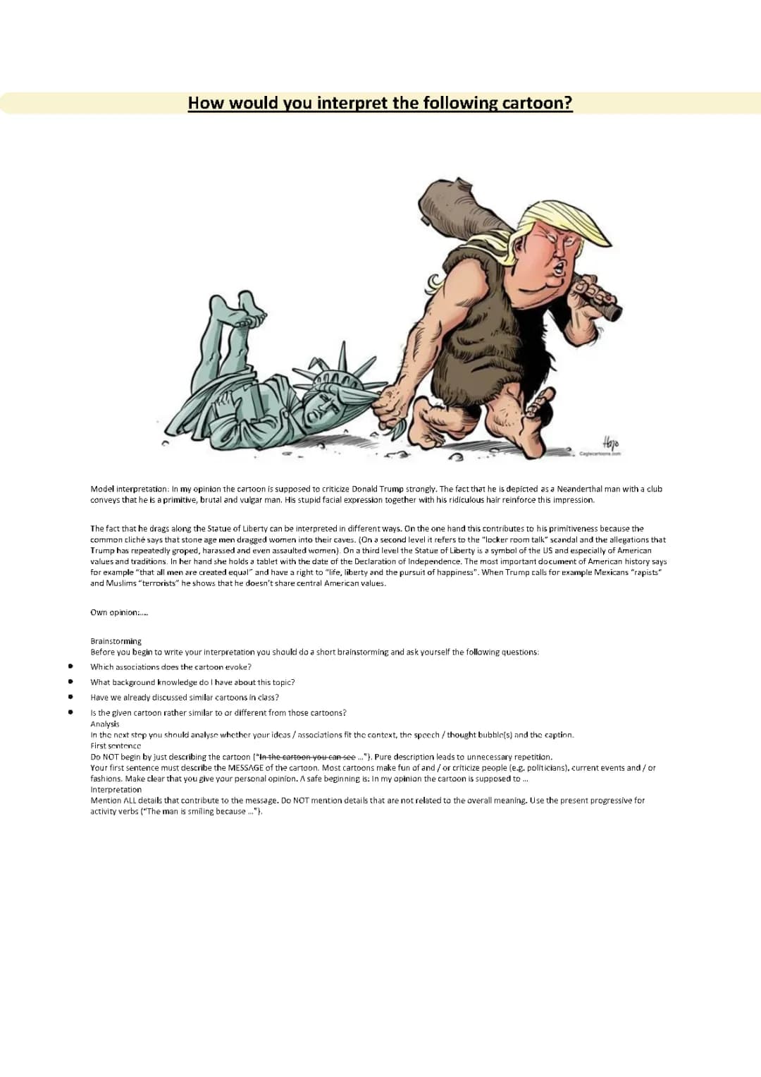 cartoon analysis - donald trump