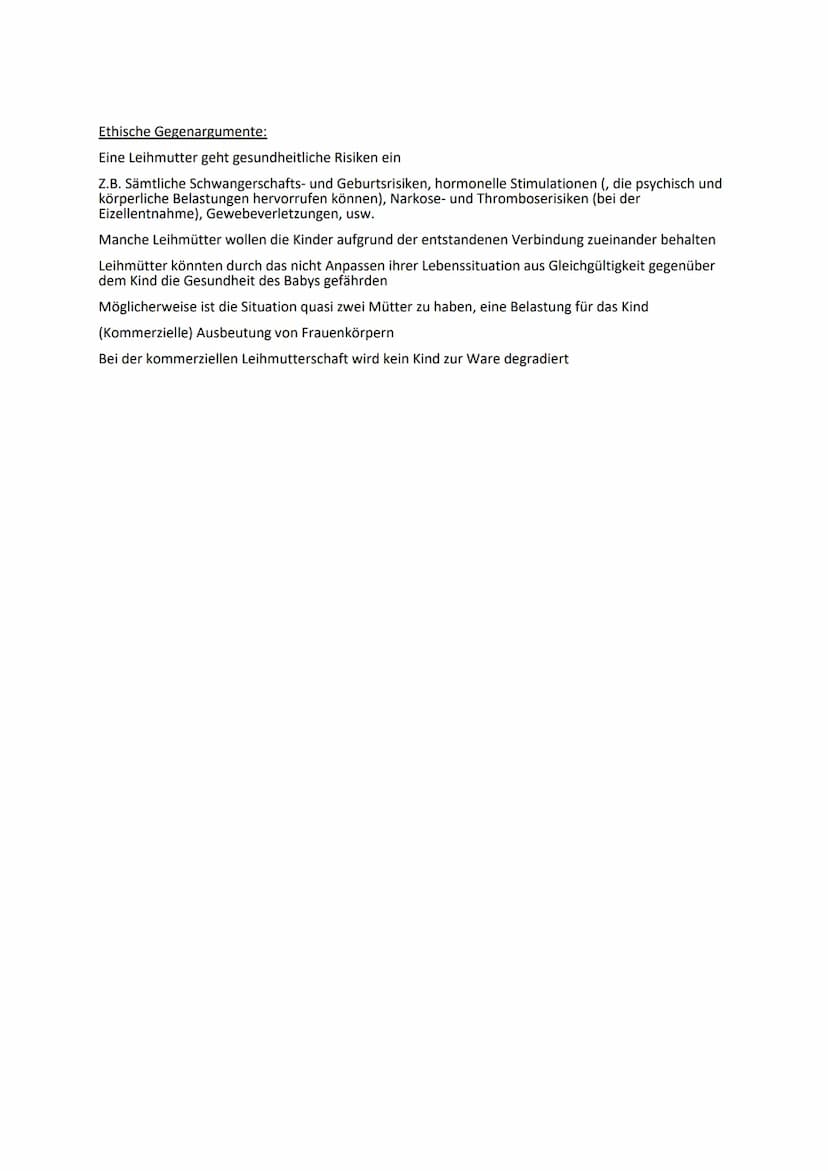 LEIHMUTTERSCHAFT Fakten:
Definition: Leihmutter ist eine Frau, die ihre Gebärmutter ,,verleiht" um ein Kind für andere
auszutragen
Altruisti