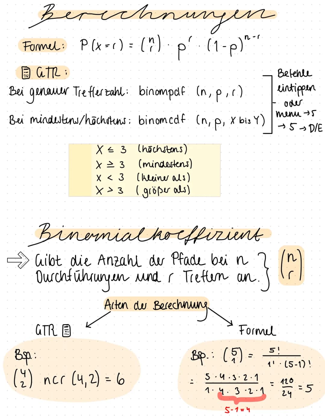 4. MATHEMATIK KLAUSUR
Stochastik
THEMEN
Binomial verteilung (Erwartungswert + Standard abweichung)
Erwartungswert
Standardabweichung von Zuf