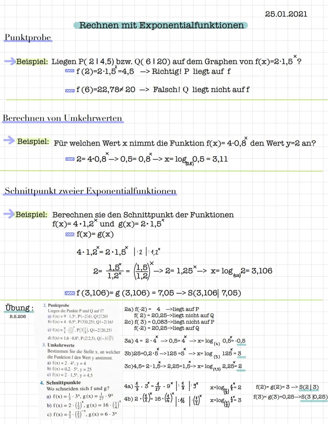 Lösen von Exponentialgleichungen:
Logarithmen
Definition:Wenn r=10 gilt, dann ist x diejenige Zahl mit der 10
potenziert werden muss, um r h