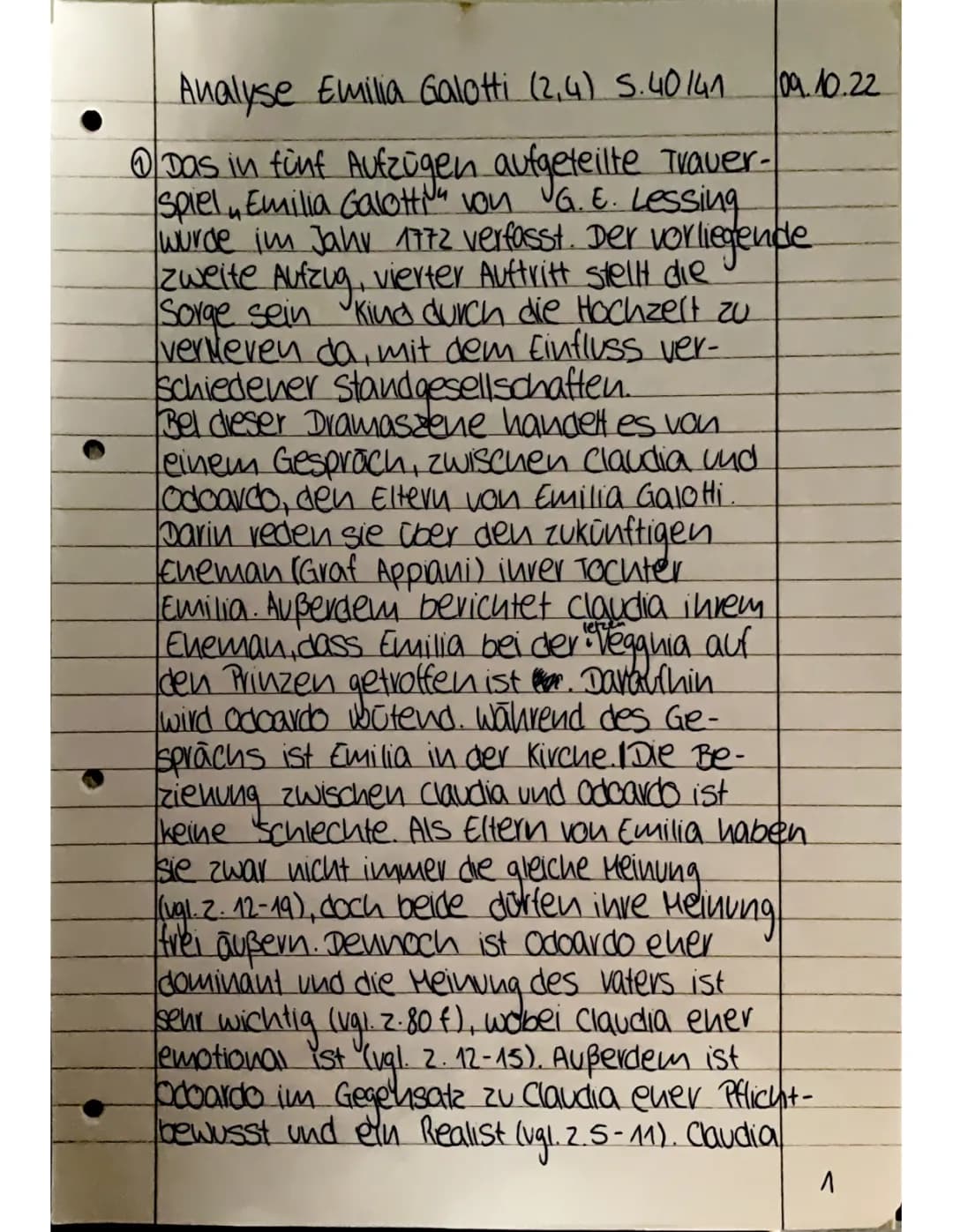 Dramenszenen Analyse - Emilia Galotti 4.7