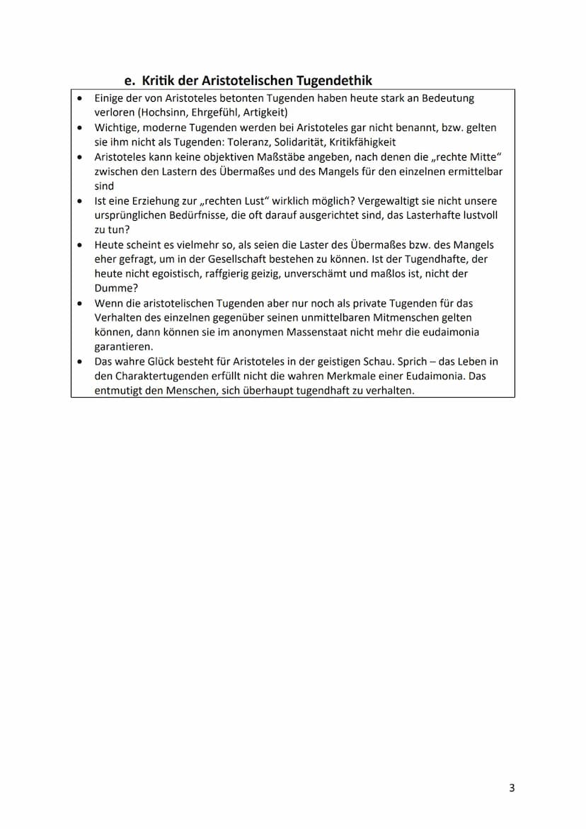 a) Aristoteles
Induktion → Aristoteles
Vom Einzelnen zum Allgemeinen
Teleologisches Prinzip
Tugend
a. Tugendlehre
Mündliche Abiturprüfung Et