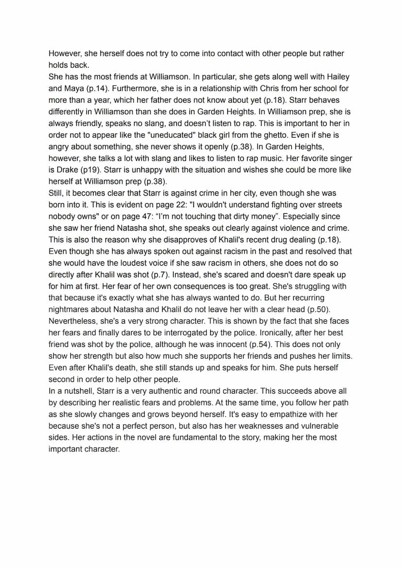 Characterization: Starr
The novel "The Hate U Give" by Angie Thomas is about a black girl whose life is
disrupted after she watches her best