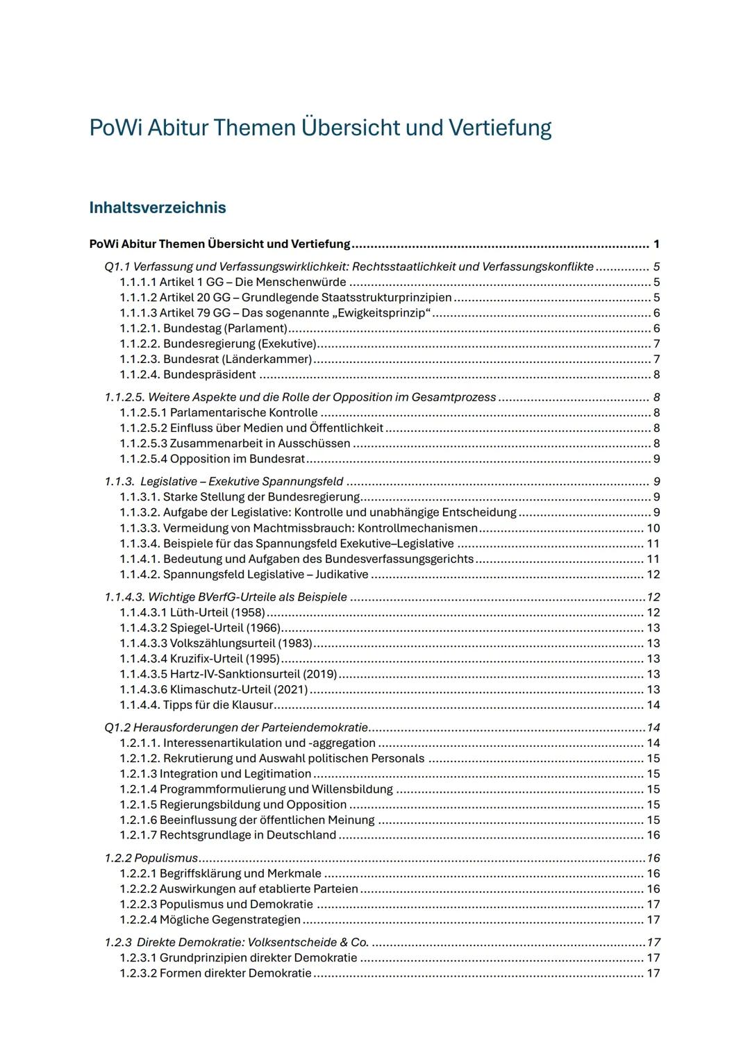 # PoWi Abitur Themen Übersicht und Vertiefung

Inhaltsverzeichnis

PoWi Abitur Themen Übersicht und Vertiefung..............................