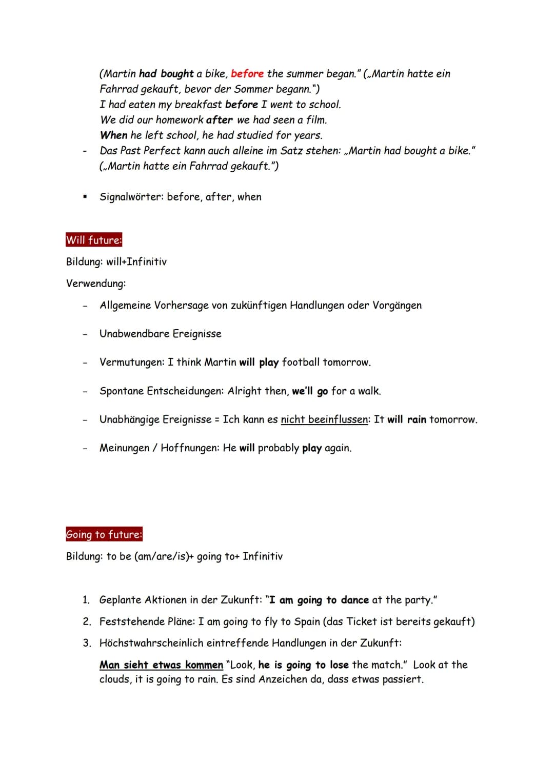 Simple Present:
Bildung: Infinitiv des Verbes (bei he, she ,it mit s)
Verwendung:
Zeitformen
Bei feststehenden Handlungen und Plänen (Fahrpl
