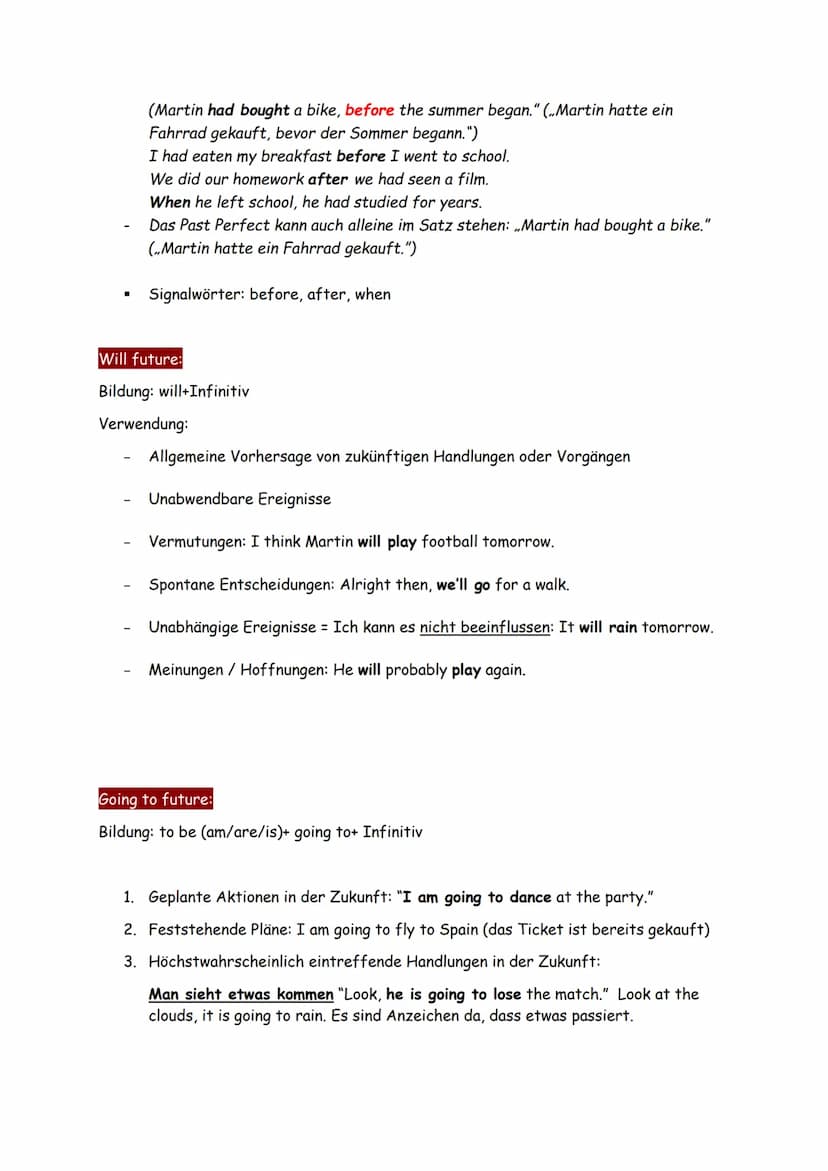 Simple Present:
Bildung: Infinitiv des Verbes (bei he, she ,it mit s)
Verwendung:
Zeitformen
Bei feststehenden Handlungen und Plänen (Fahrpl