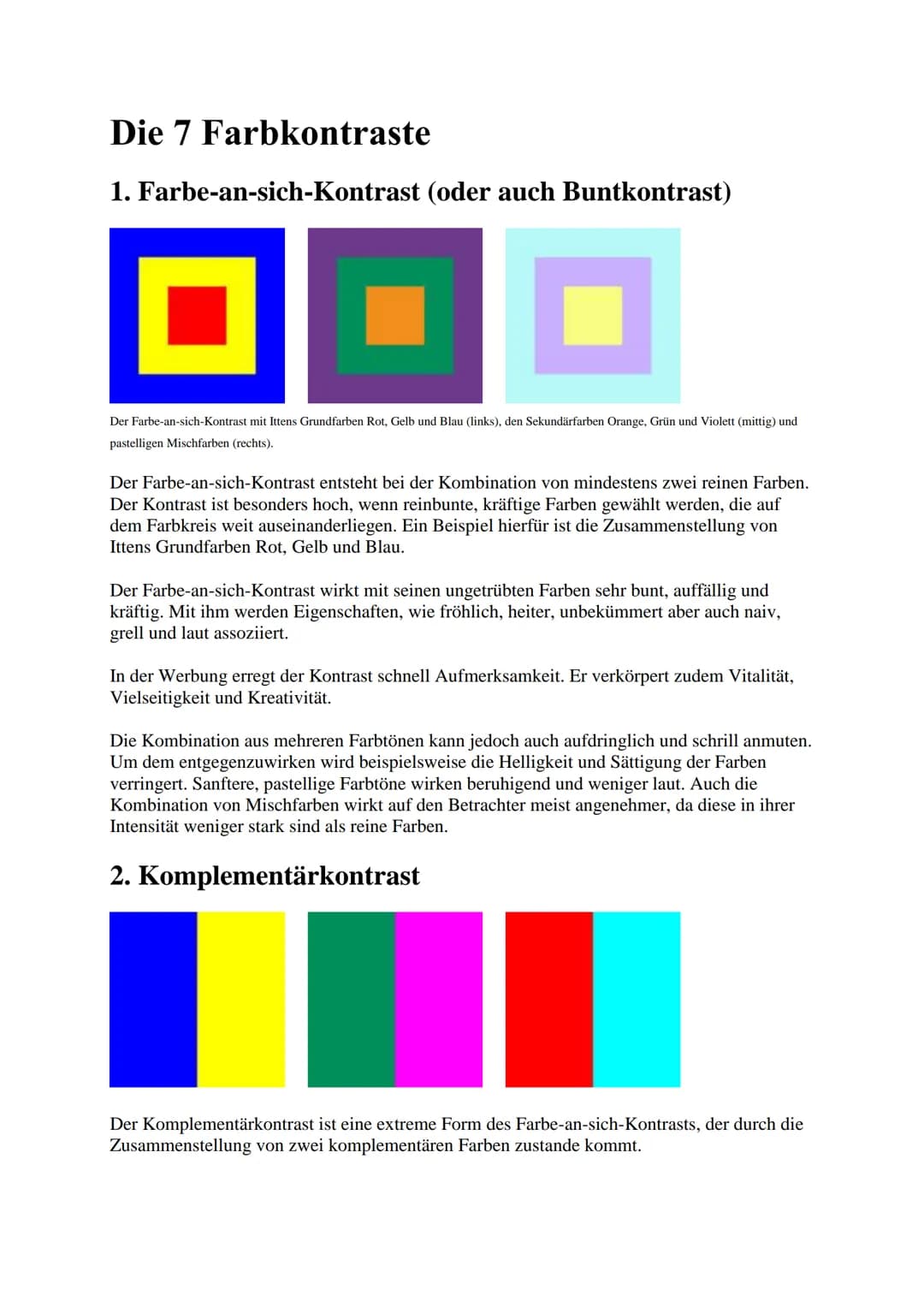 Die 7 Farbkontraste
1. Farbe-an-sich-Kontrast (oder auch Buntkontrast)
Der Farbe-an-sich-Kontrast mit Ittens Grundfarben Rot, Gelb und Blau 
