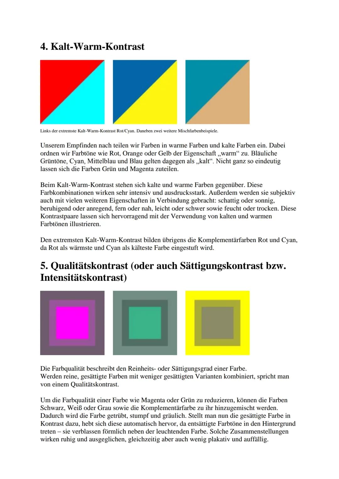 Die 7 Farbkontraste
1. Farbe-an-sich-Kontrast (oder auch Buntkontrast)
Der Farbe-an-sich-Kontrast mit Ittens Grundfarben Rot, Gelb und Blau 
