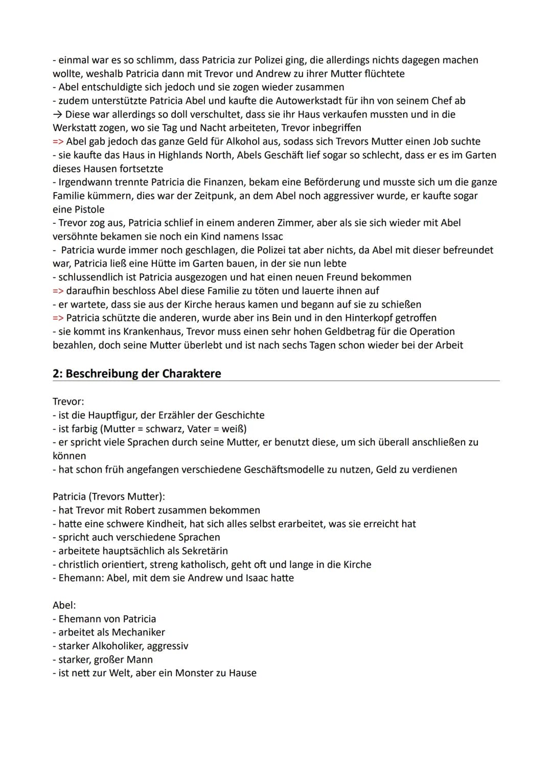 Themen:
Born a crime Zusammenfassung
1.: Stichwortartige Zusammenfassung des Buches ,,Born a crime"
2.: Beschreibung der Charaktere
3.: Hint