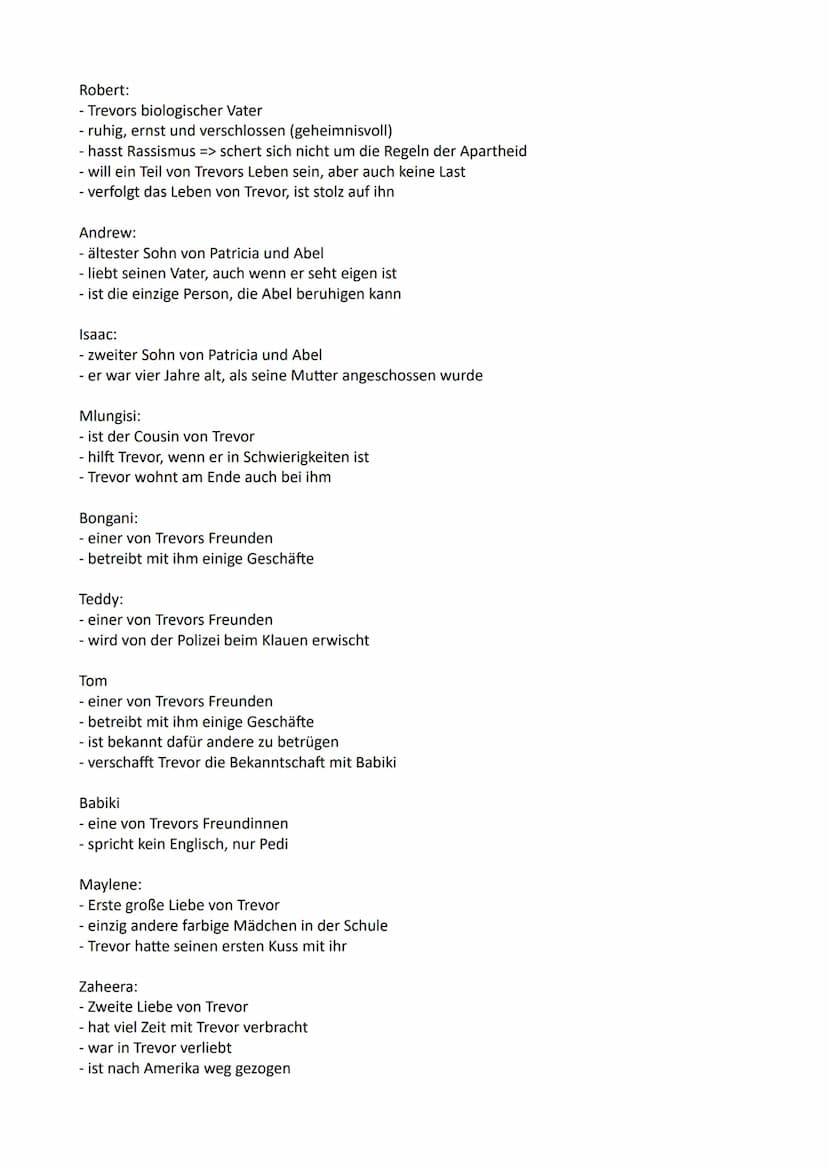 Themen:
Born a crime Zusammenfassung
1.: Stichwortartige Zusammenfassung des Buches ,,Born a crime"
2.: Beschreibung der Charaktere
3.: Hint