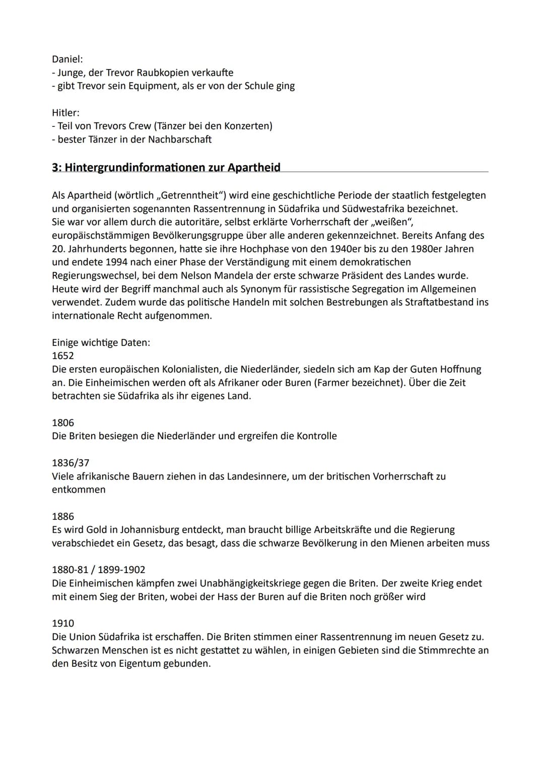 Themen:
Born a crime Zusammenfassung
1.: Stichwortartige Zusammenfassung des Buches ,,Born a crime"
2.: Beschreibung der Charaktere
3.: Hint