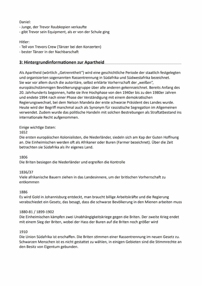 Themen:
Born a crime Zusammenfassung
1.: Stichwortartige Zusammenfassung des Buches ,,Born a crime"
2.: Beschreibung der Charaktere
3.: Hint