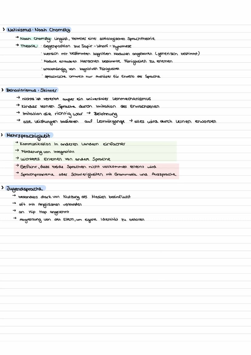 SPRACHE
> Was ist Sprache?
> Zusammenhang von Sprache, Denken und Wirklichkeit
These Levinsons: Sprache prägt räumliches Denken, Sprache + O