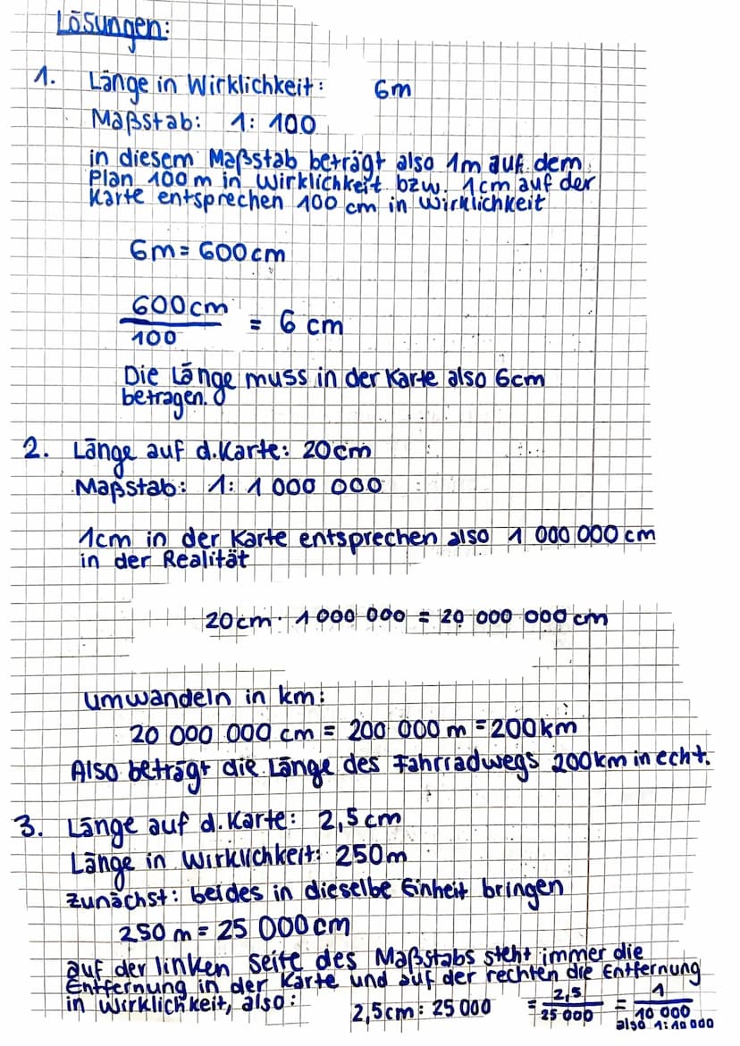 Maßstab
Auf Landkarten oder Grundrissen von Häusern
sind
Gegenstände deutlich kleiner dargestellt
als in der Realität. Für besonders kleine 