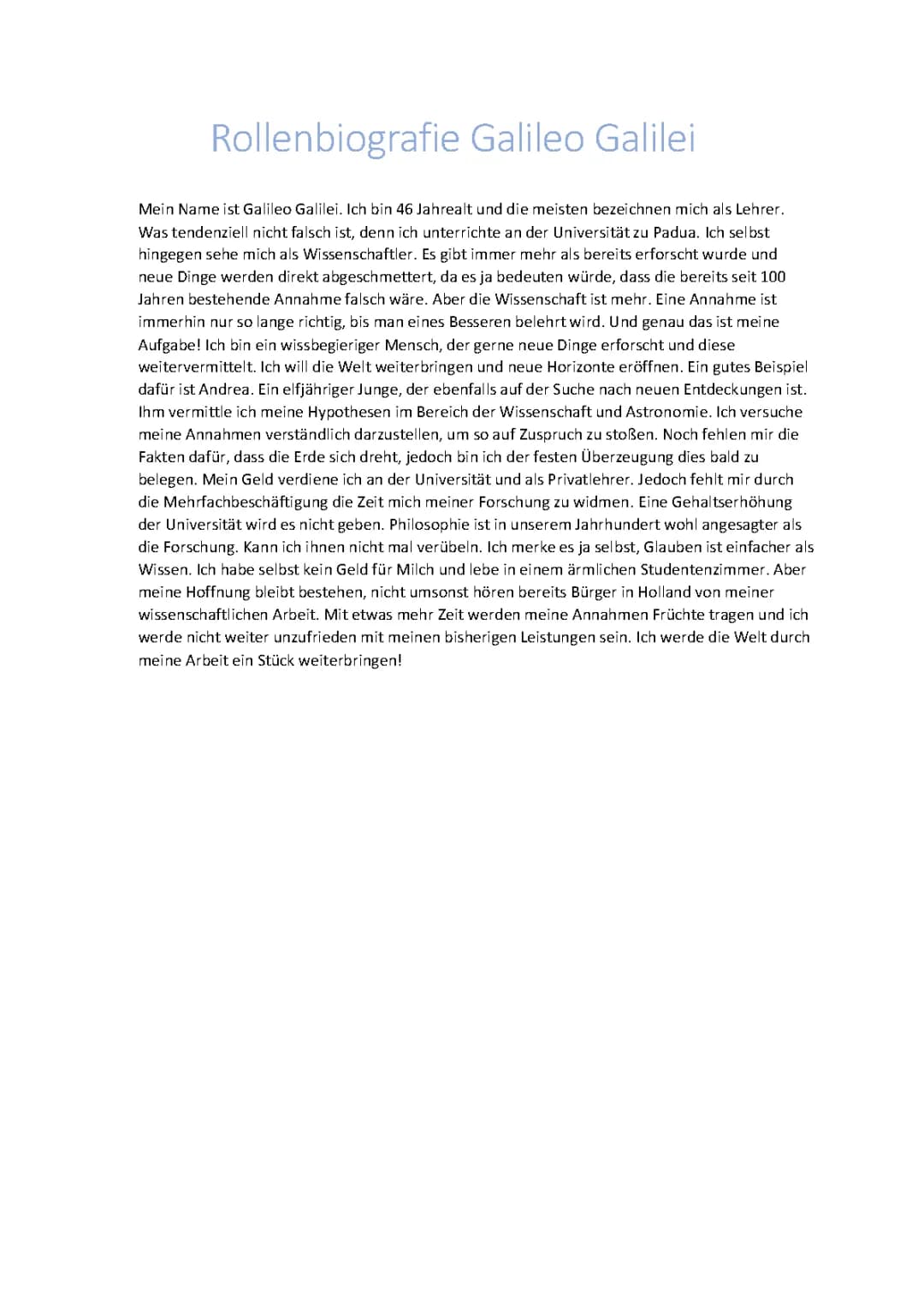 Rollenbiografie Galileo Galilei 